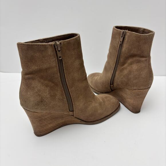 Dolce Vita Rupart Wedge Square Toe Ankle Bootie Truffle Tan Suede Women's Size 7 - Picture 4 of 10